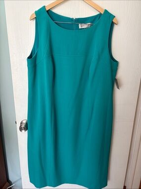 Kasper Teal Sheath Midi Dress - Sleeveless Professional